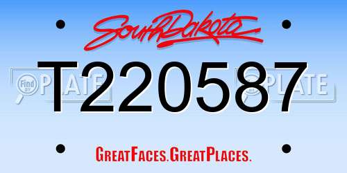 T220587 South Dakota License Plate