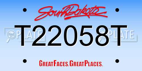 T22058T South Dakota License Plate