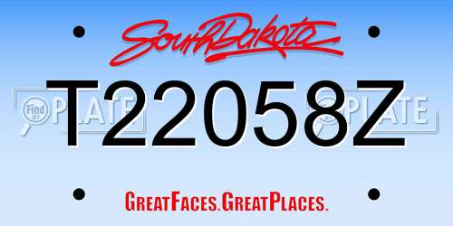 T22058Z South Dakota License Plate