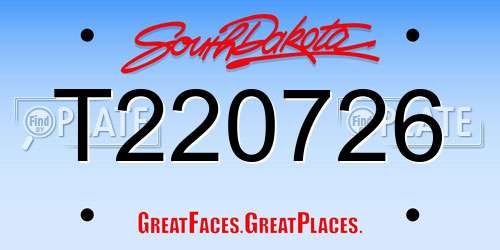 T220726 South Dakota License Plate