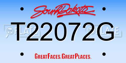 T22072G South Dakota License Plate