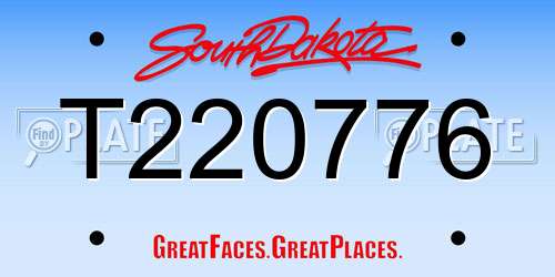 T220776 South Dakota License Plate
