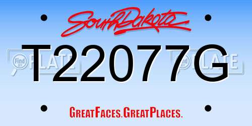 T22077G South Dakota License Plate