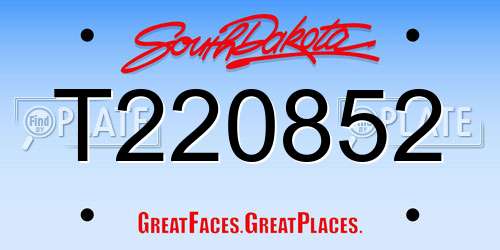 T220852 South Dakota License Plate