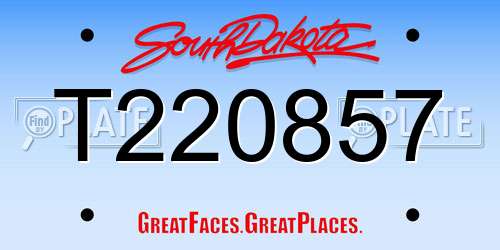 T220857 South Dakota License Plate