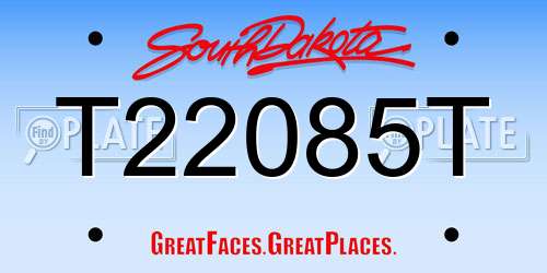 T22085T South Dakota License Plate