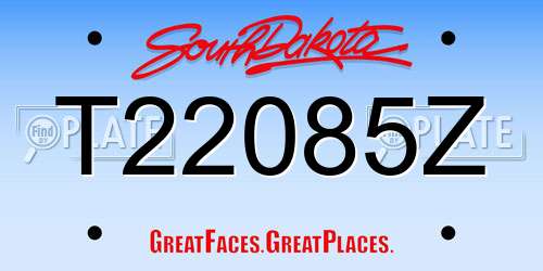 T22085Z South Dakota License Plate