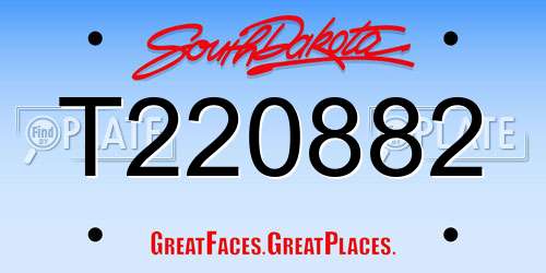 T220882 South Dakota License Plate