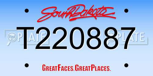 T220887 South Dakota License Plate