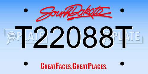 T22088T South Dakota License Plate