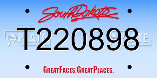 T220898 South Dakota License Plate
