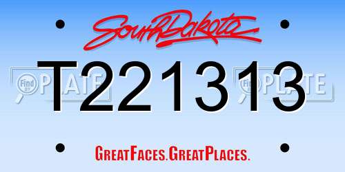 T221313 South Dakota License Plate