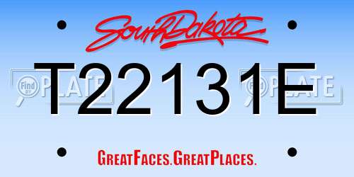 T22131E South Dakota License Plate