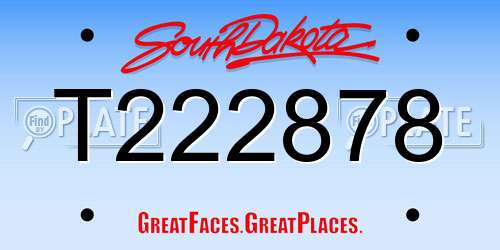 T222878 South Dakota License Plate