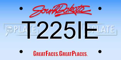 T225IE South Dakota License Plate