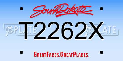 T2262X South Dakota License Plate