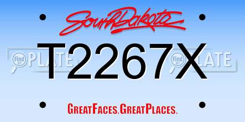 T2267X South Dakota License Plate