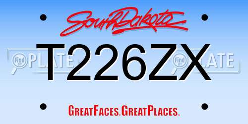 T226ZX South Dakota License Plate