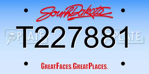 T227881 South Dakota License Plate