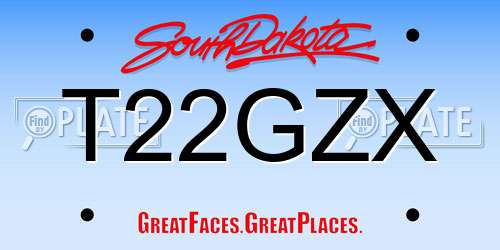 T22GZX South Dakota License Plate