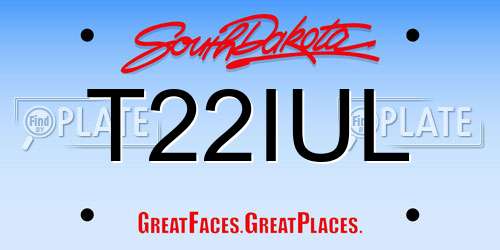 T22IUL South Dakota License Plate