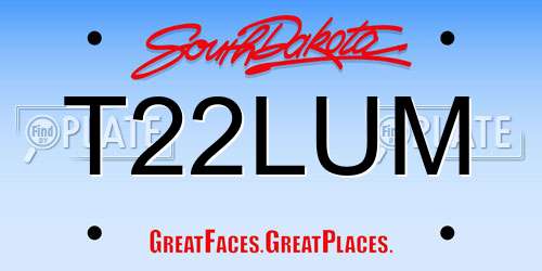 T22LUM South Dakota License Plate