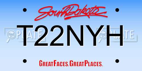 T22NYH South Dakota License Plate