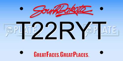 T22RYT South Dakota License Plate