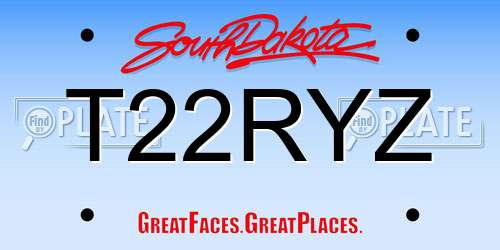 T22RYZ South Dakota License Plate