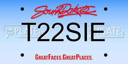 T22SIE South Dakota License Plate