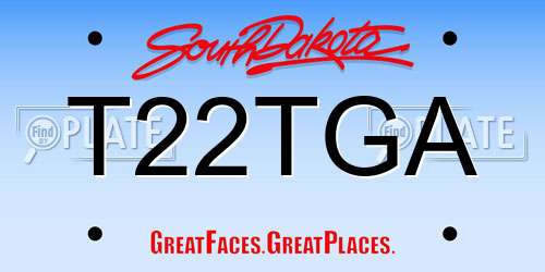 T22TGA South Dakota License Plate