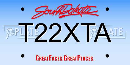 T22XTA South Dakota License Plate