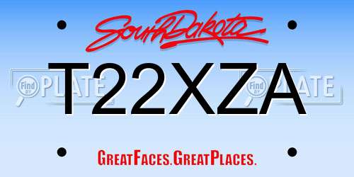 T22XZA South Dakota License Plate
