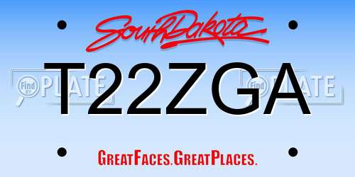 T22ZGA South Dakota License Plate