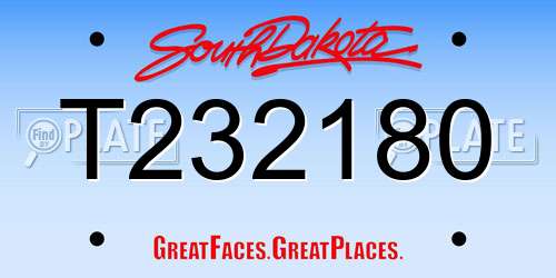 T232180 South Dakota License Plate