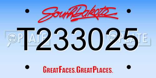 T233025 South Dakota License Plate