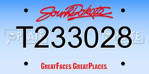 T233028 South Dakota License Plate