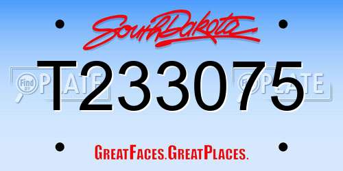 T233075 South Dakota License Plate