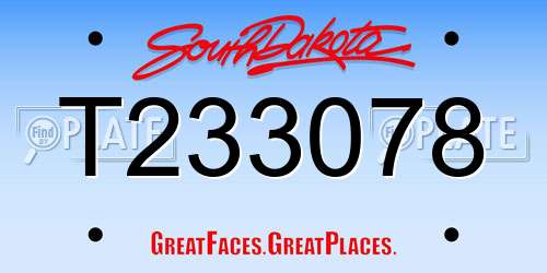 T233078 South Dakota License Plate