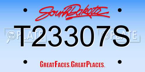 T23307S South Dakota License Plate