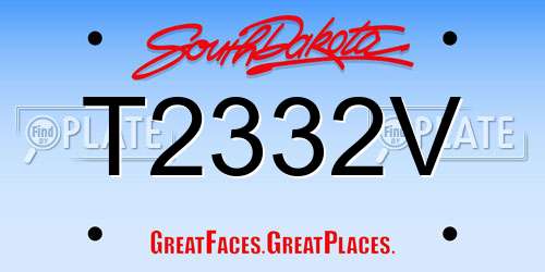 T2332V South Dakota License Plate