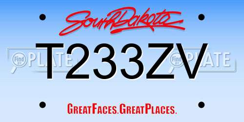 T233ZV South Dakota License Plate