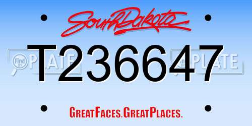 T236647 South Dakota License Plate
