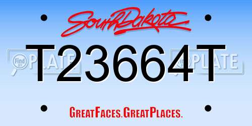 T23664T South Dakota License Plate