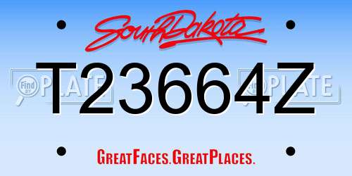 T23664Z South Dakota License Plate