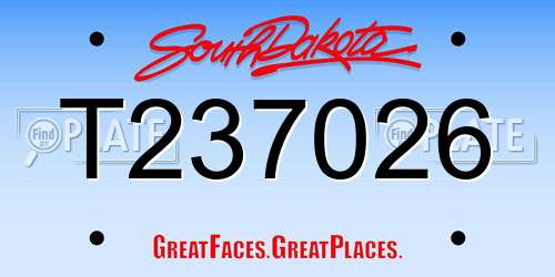 T237026 South Dakota License Plate