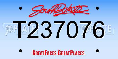 T237076 South Dakota License Plate
