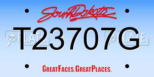 T23707G South Dakota License Plate