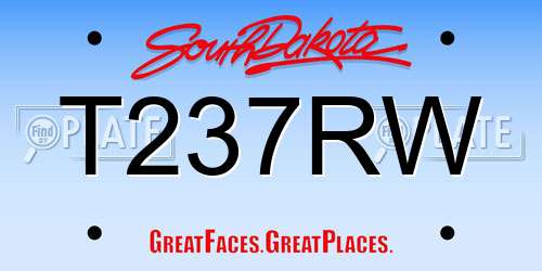 T237RW South Dakota License Plate