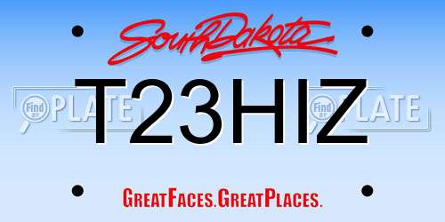 T23HIZ South Dakota License Plate